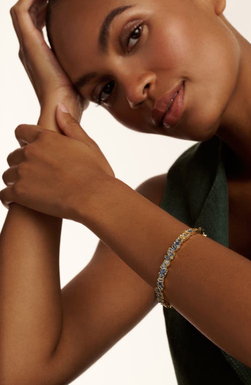 Ted Baker Clarina Crystal Cluster Bangle In Gold Tone Blue Multi Crystal