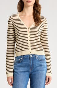 rag & bone Zoey Stripe Open Stitch Cotton Blend Cardigan