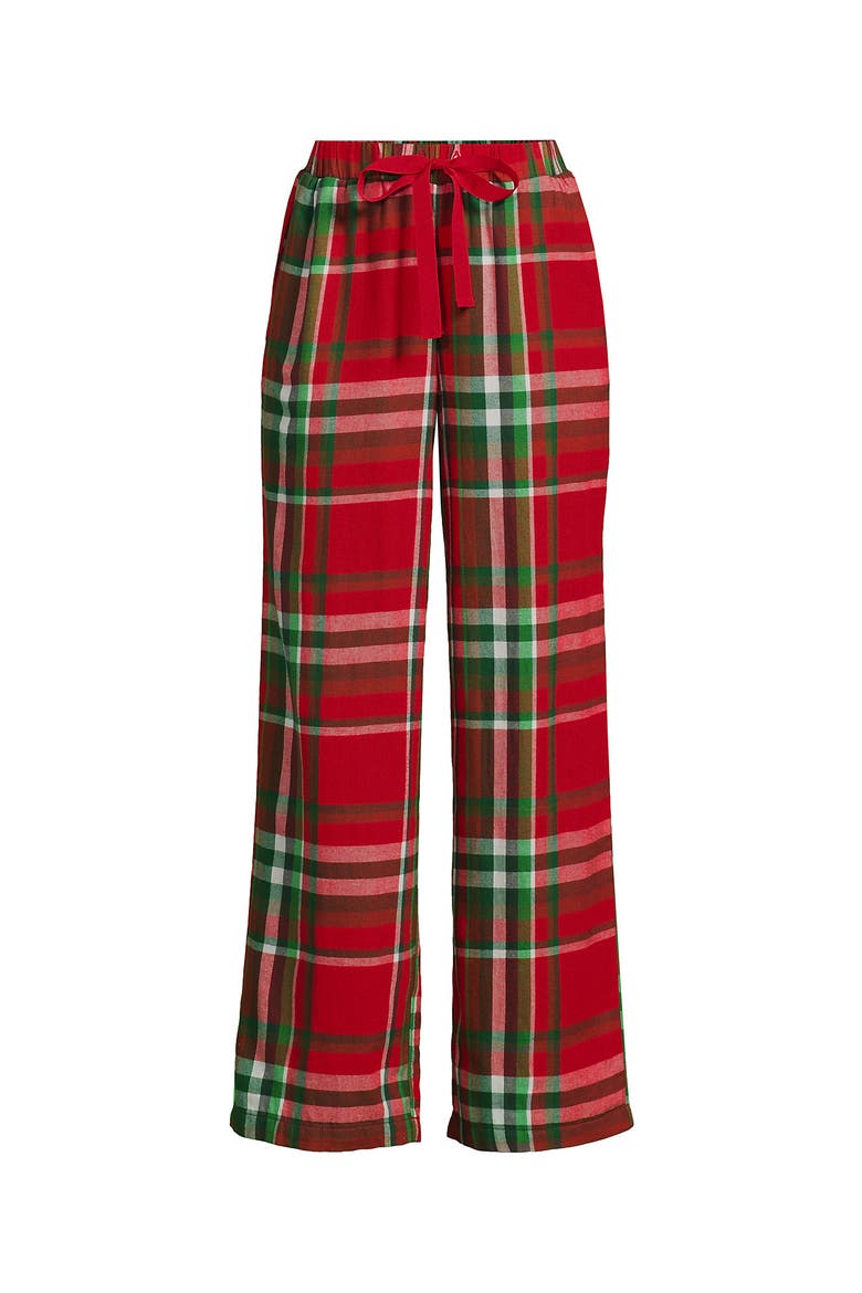 Print Flannel Pajama Pants, Alternate, color, Compass Red/Emerald Plaid
