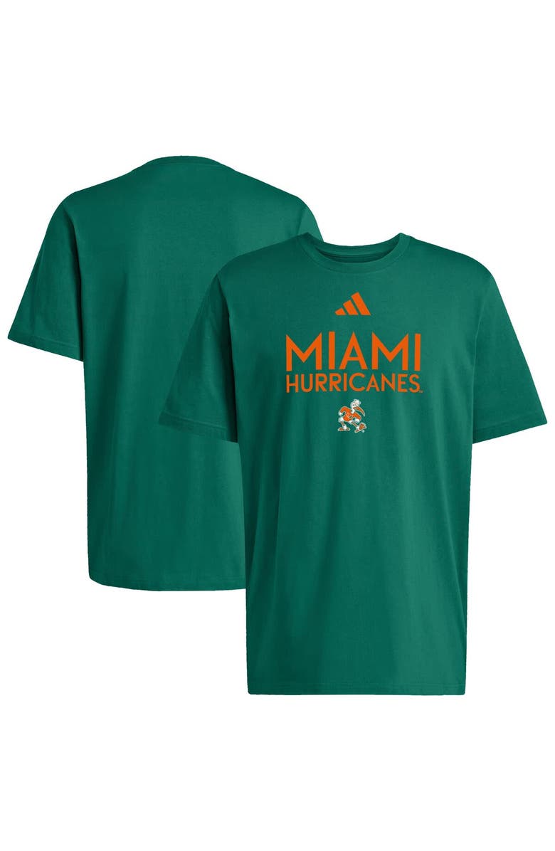 adidas Men
s adidas  Green Miami Hurricanes Locker Wordmark T-Shirt, Main, color, Green