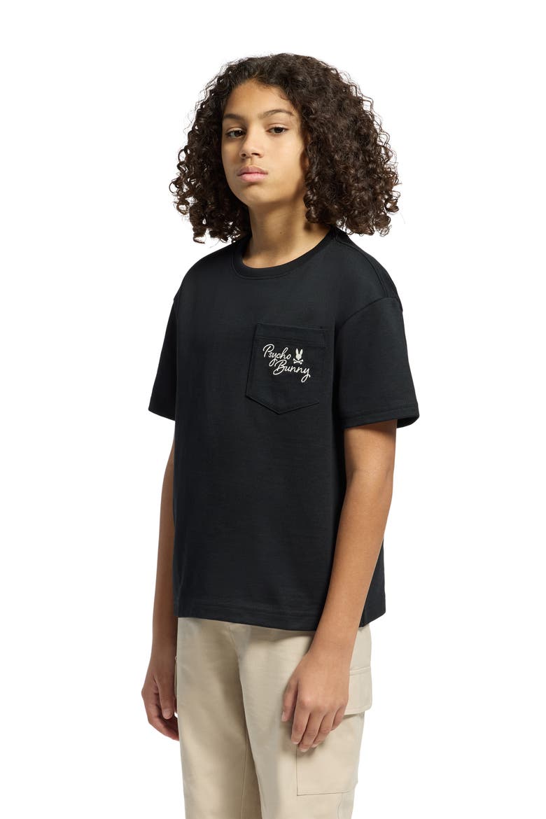 Kids' Embroidered Pima Cotton Pocket T-Shirt, Alternate, color, BLACK