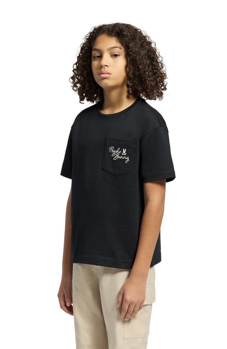 Psycho Bunny Kids' Embroidered Pima Cotton Pocket T-Shirt, Alternate, color, Black