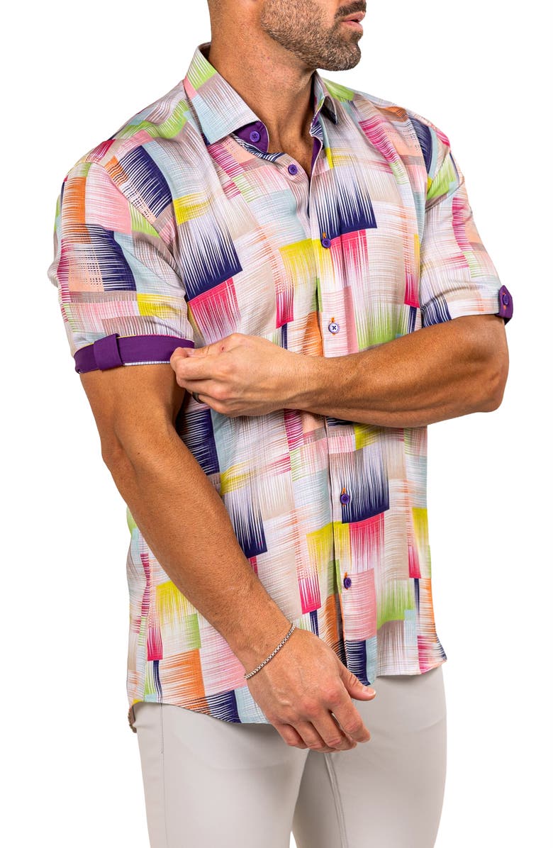 Maceoo Galileo Marthy Short Sleeve Button-Up Shirt, Alternate, color, 