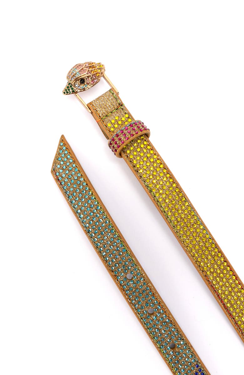Kurt Geiger London Metallic Crystal Rainbow Belt, Alternate, color, Rainbow/ Shiny Brass
