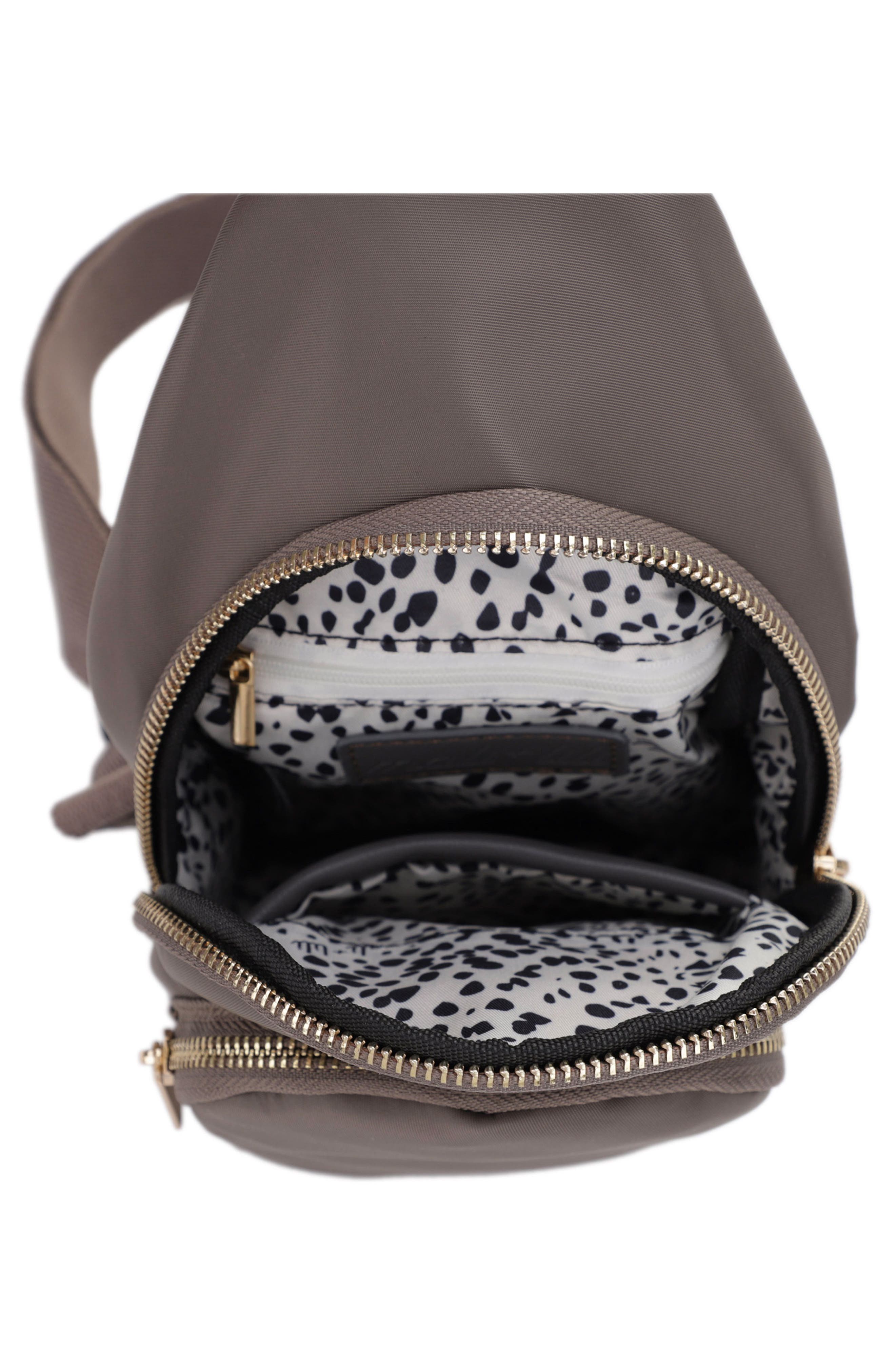 Logan Nylon & Vegan Leather Sling Bag, Alternate, color, MUSHROOM