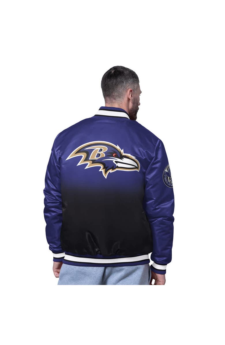 STARTER Men
s Starter Purple Baltimore Ravens Pass Rush Varsity Full-Snap Jacket, Alternate, color, Purple
