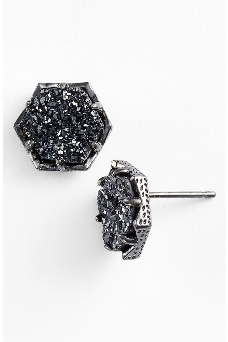'Macy' Stud Earrings, Main, color, GUNMETAL/ BLACK DRUSEY
