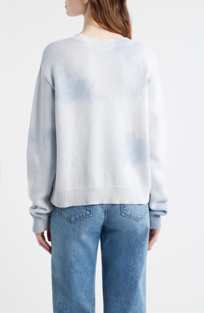 LoveShackFancy Lace Flag Detail Cotton Sweater, Alternate, color, Selvedge Sky