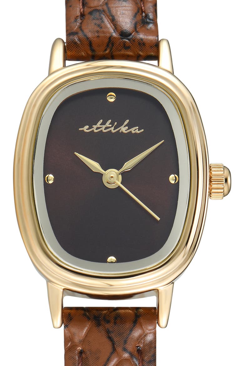 Square Case Leather Strap Watch, Alternate, color, CHOCOLATE