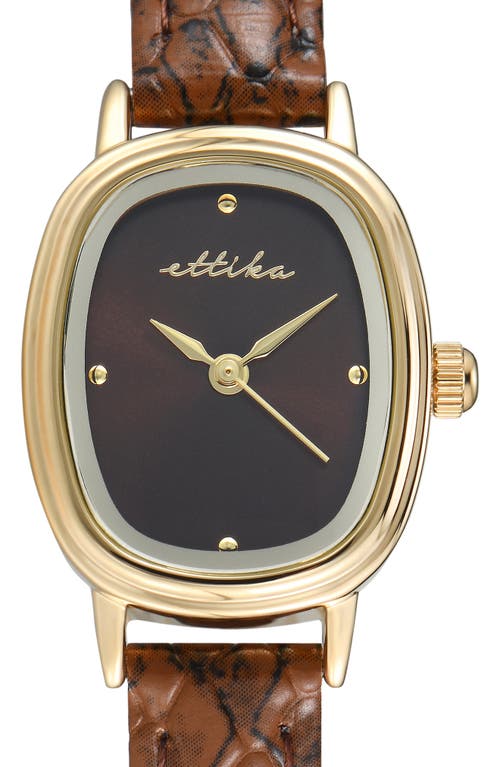 Ettika Square Case Leather Strap Watch In Brown