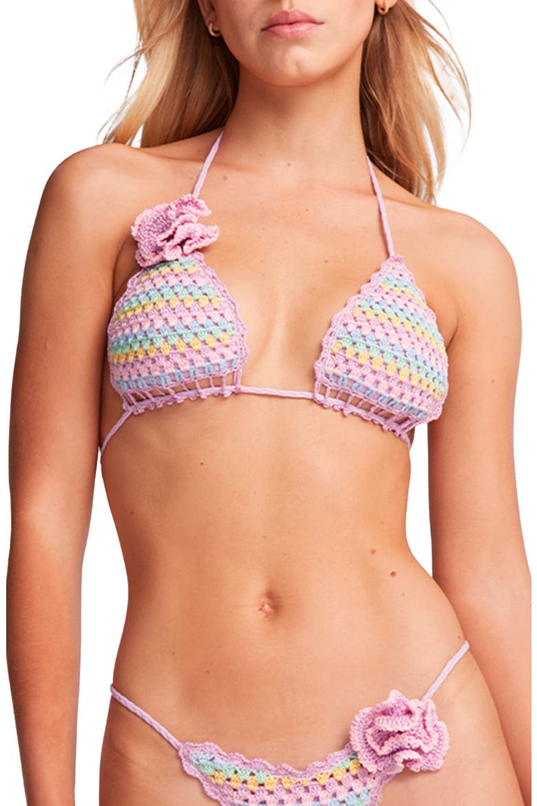 Beatriz Crochet Bikini Top, Main, color, PURPLE