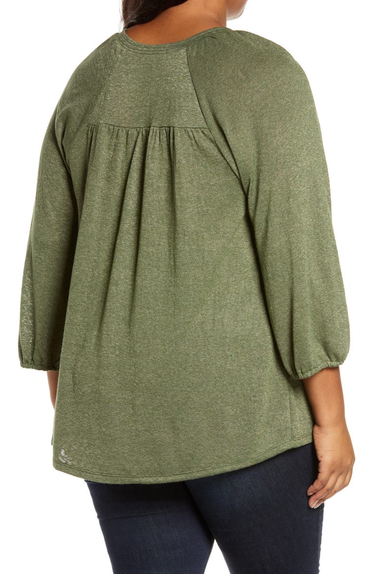 Caty V-Neck Balloon Sleeve Top, Alternate, color, OLIVE