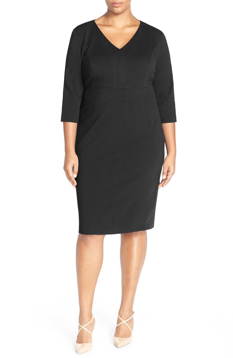 Classiques Entier<sup>®</sup> Seamed Italian Ponte Sheath Dress, Alternate, color, Black