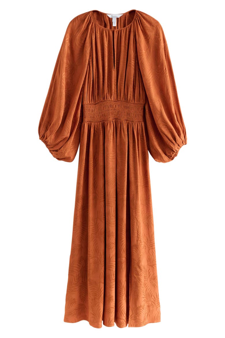 Tonal Jacquard Long Sleeve Maxi Dress, Main, color, ORANGE