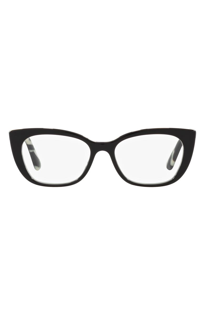 Dolce&Gabbana 49mm Cat Eye Optical Glasses, Main, color, Black White