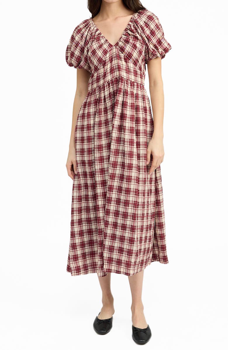 En Saison Colebee Plaid Puff Sleeve Maxi Dress, Main, color, 