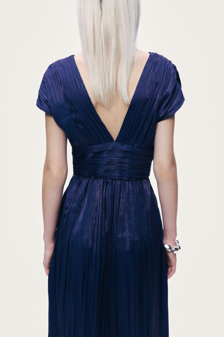 V-Neck Midi Sleeveless Dress, Alternate, color, Navy