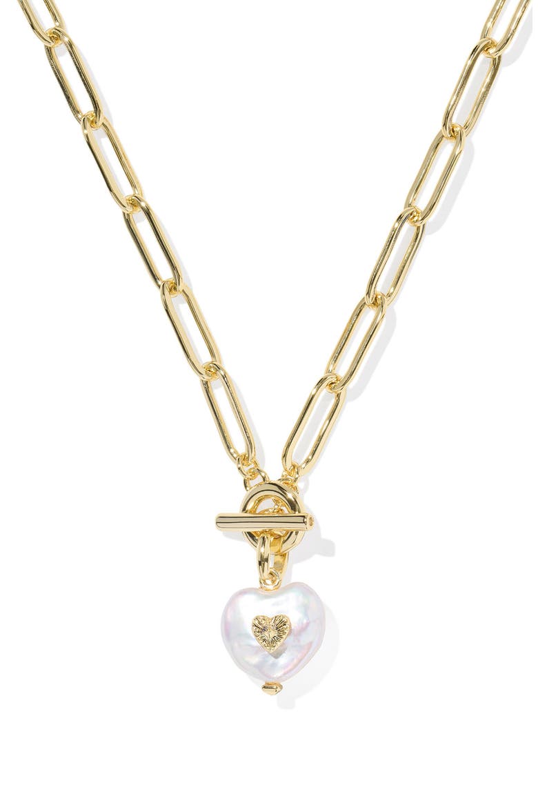 Sasha Heart Pendant Necklace, Alternate, color, GOLD FRESHWATER PEARL