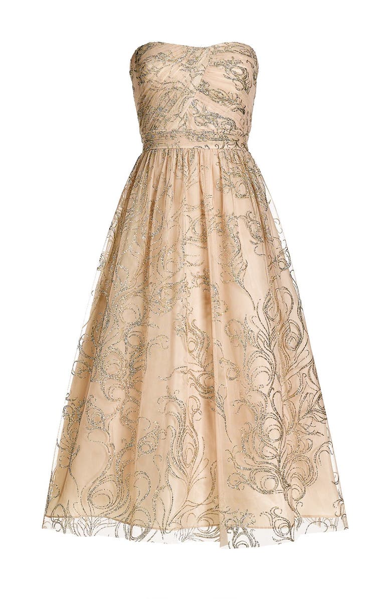 Hailey by Adrianna Papell Glitter Print Tulle Fit & Flare Dress, Alternate, color,