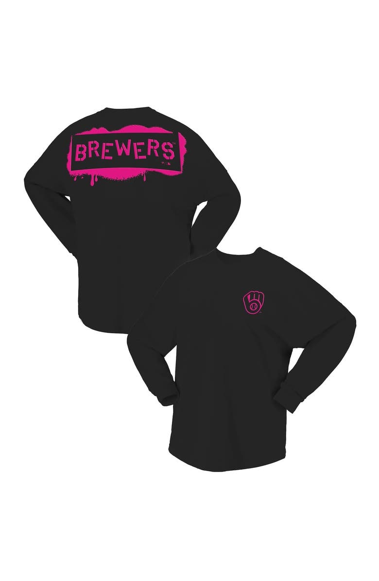 FANATICS Women's Fanatics Black Milwaukee Brewers Neon Jersey Long Sleeve T-Shirt, Alternate, color, Black