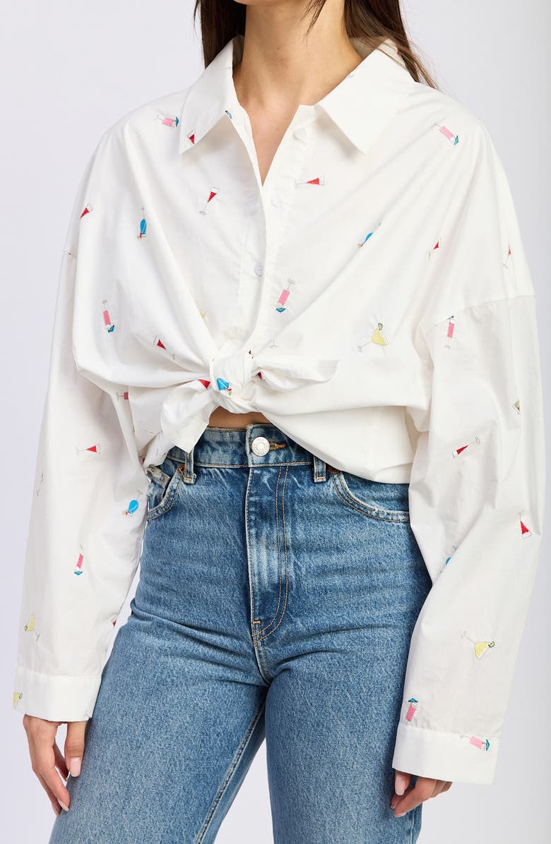 En Saison Nellie Button-Up Shirt, Alternate, color, White Pink Multi