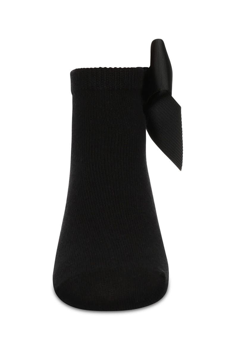 Bow-on-Back Anklet Sock, Alternate, color, Black