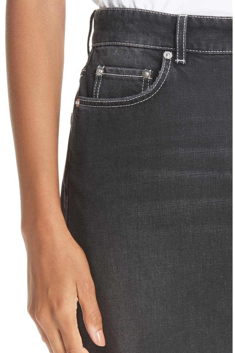 Black Washed Denim Miniskirt, Alternate, color, BLACK WASHED 055