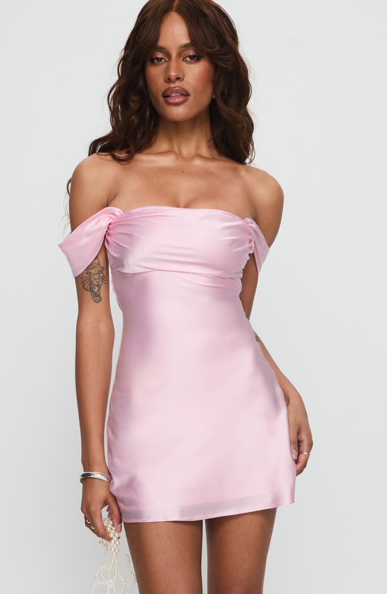 Princess Polly Zabbara Off the Shoulder Satin Cocktail Minidress, Alternate, color, 