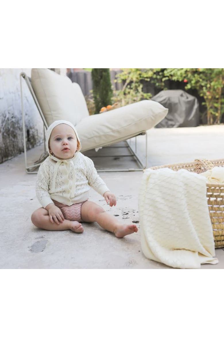 Looms Stitch Collection - Diamond Pointelle Knit Blanket, Alternate, color, Natural