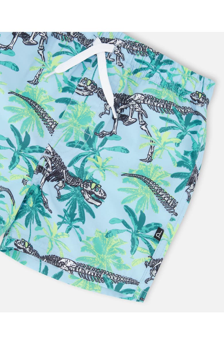 Deux par Deux Mid Thigh Skeleton Boardshorts, Alternate, color, Blue Skeleton Print