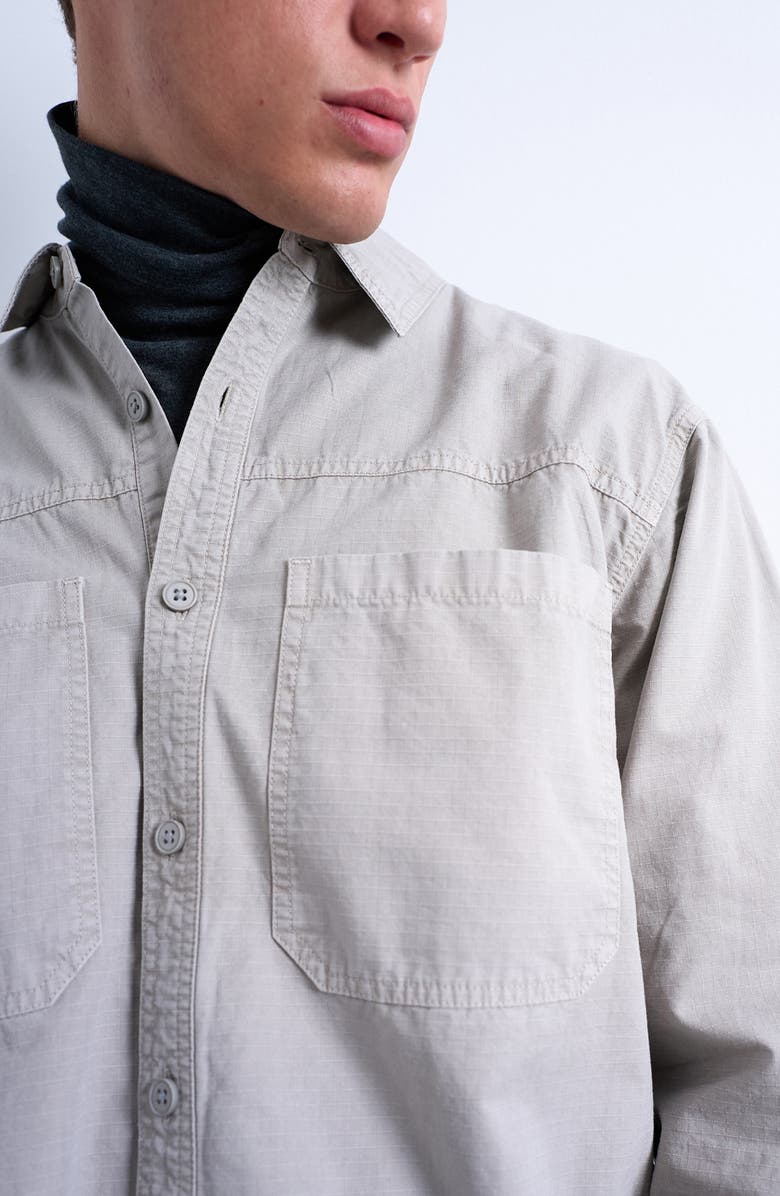 Topman Regular Fit Ripstop Overshirt, Alternate, color, Washed Stone