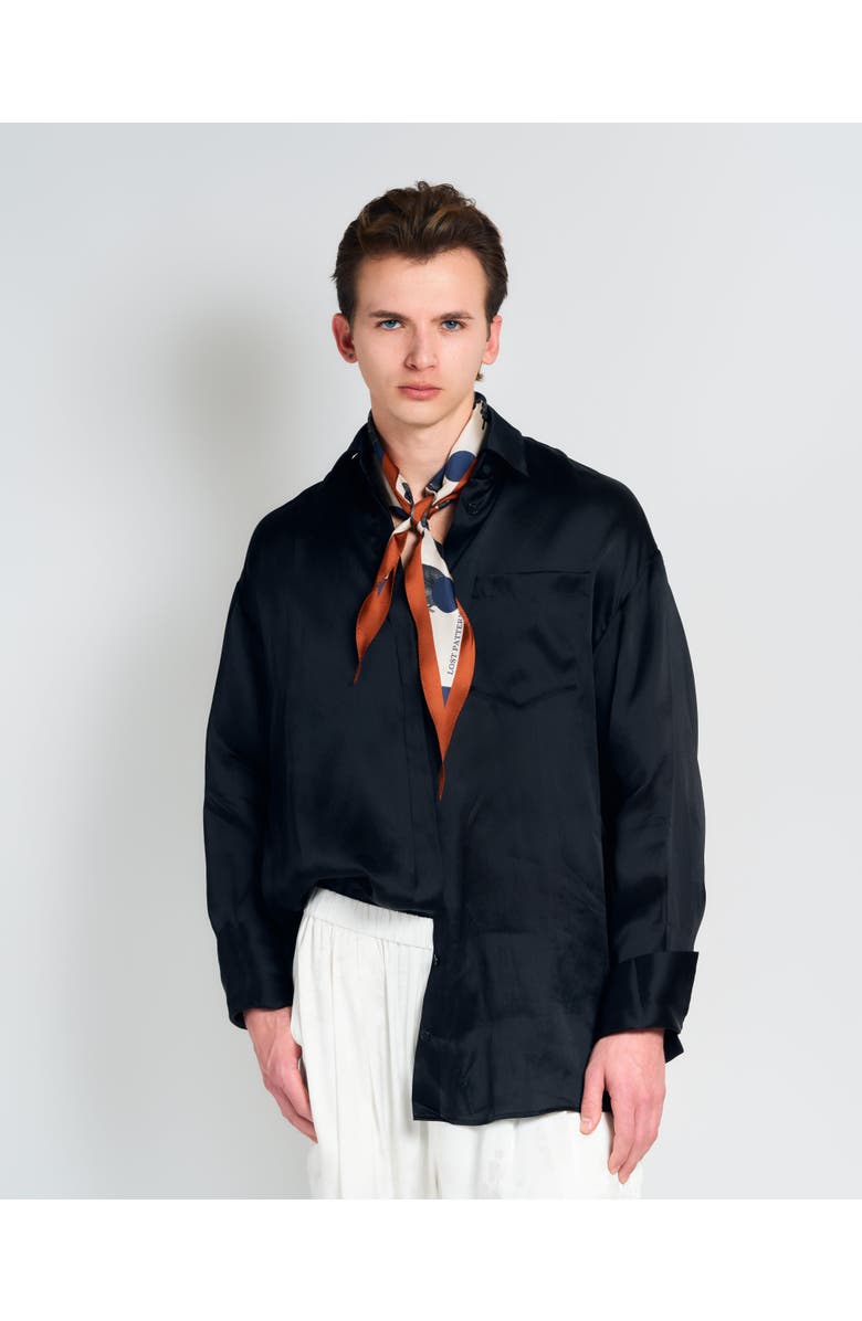 Lost Pattern NYC "Noir Floral" Silk Diamond Neckerchief, Alternate, color, Orange