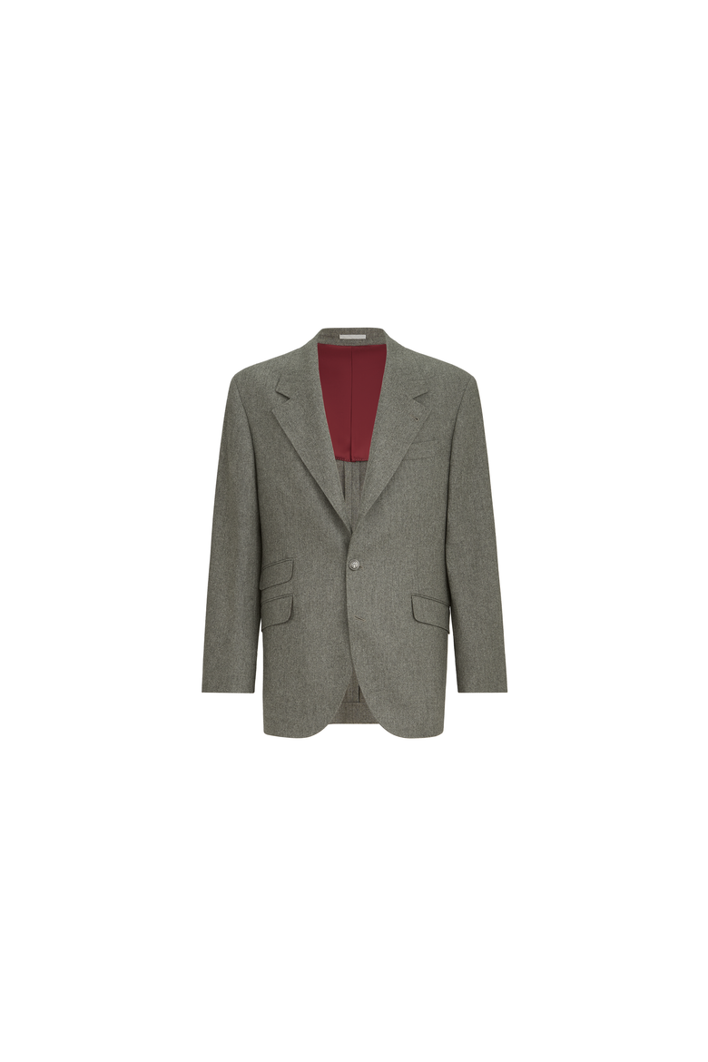 Virgin wool flannel Cavallo Tailor blazer with metal buttons, Alternate, color, Military