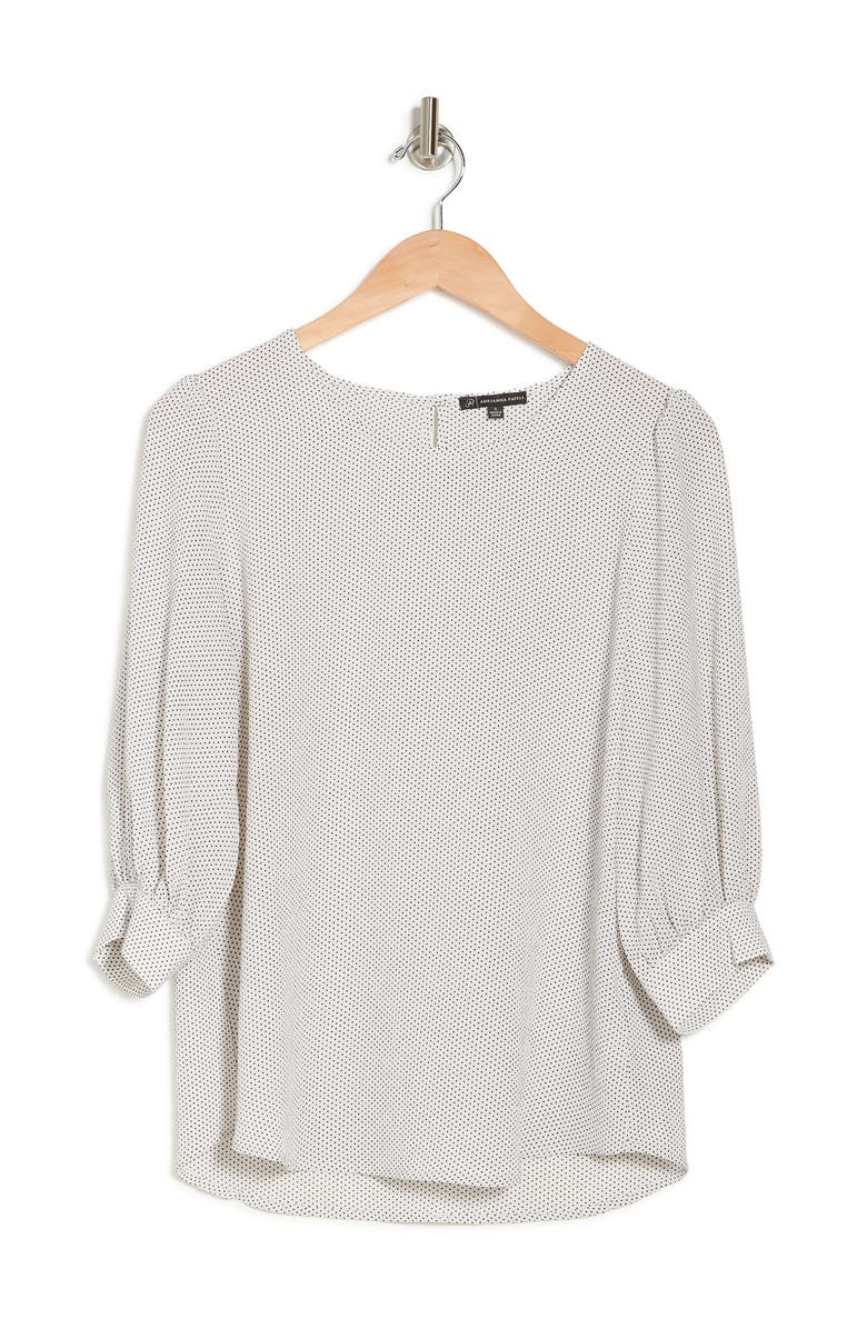 Adrianna Papell Pebbled 3/4 Sleeve Crepe Blouse, Alternate, color, 