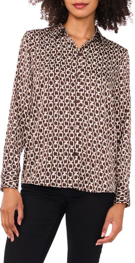Satin Long Sleeve Button-Up Shirt