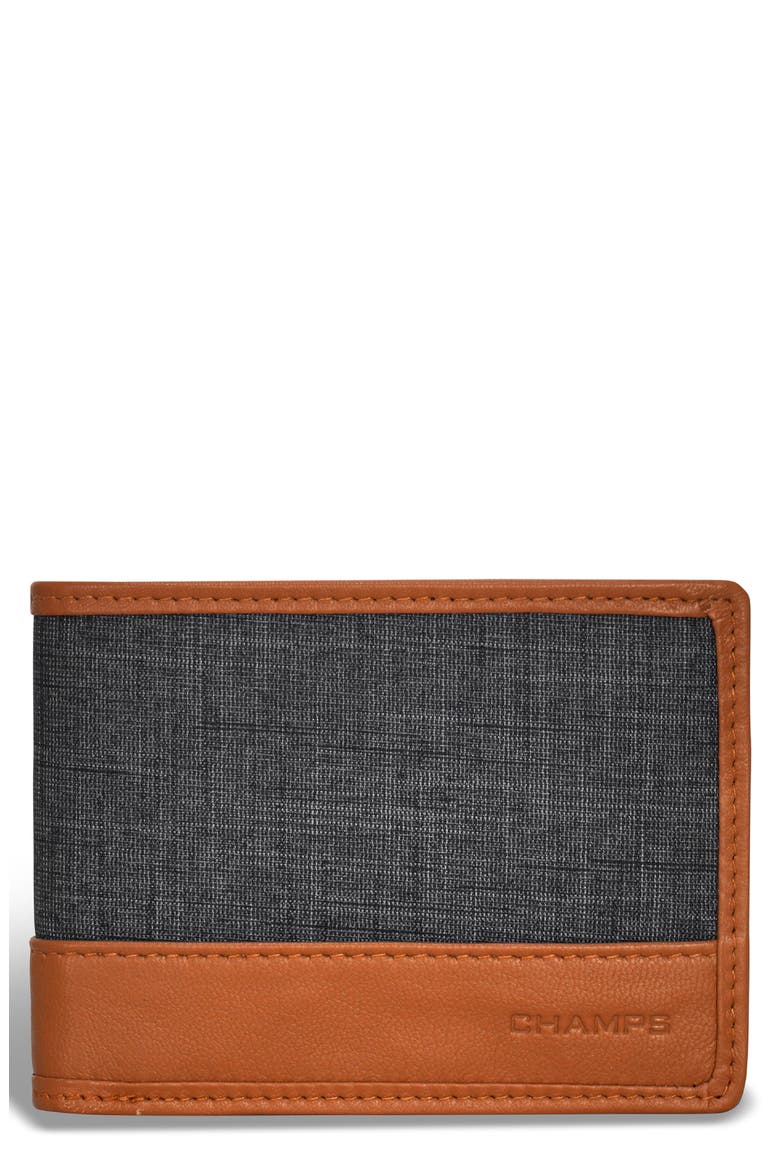 Denim Center Wing Bifold Wallet, Main, color, TAN/ BLACK