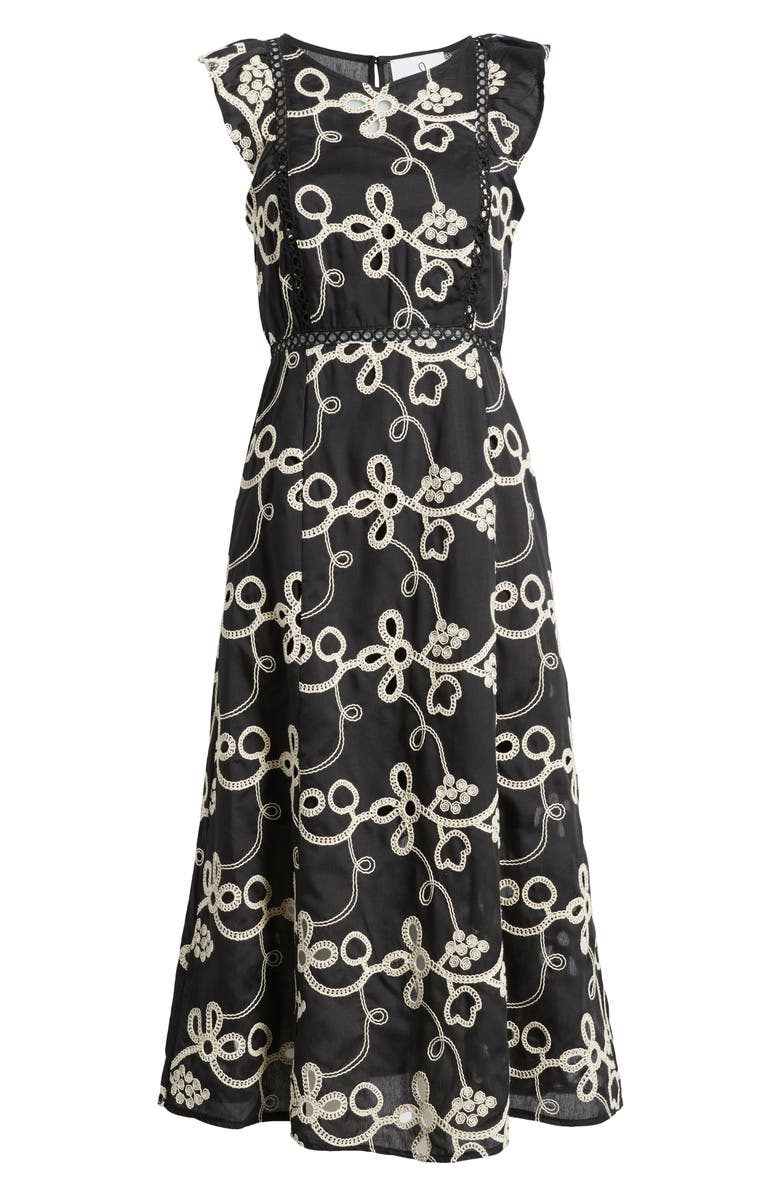 Sam Edelman Rope Embroidery A-Line Dress, Alternate, color, Black
