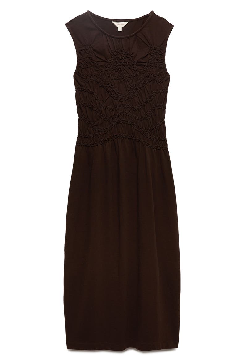 Embroidered Detail Cotton Jersey Dress, Alternate, color, DARK MOLE BROWN