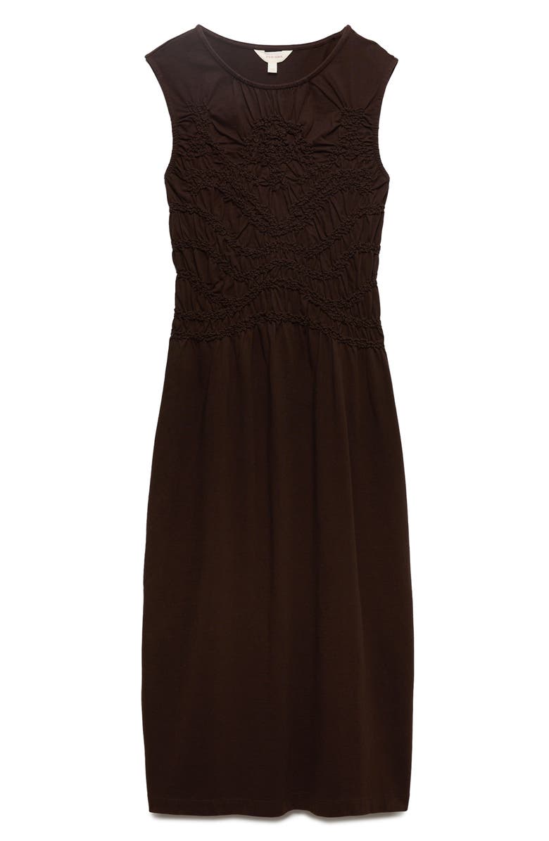 PER UNA BY M&S Embroidered Detail Cotton Jersey Dress, Main, color, Dark Mole Brown