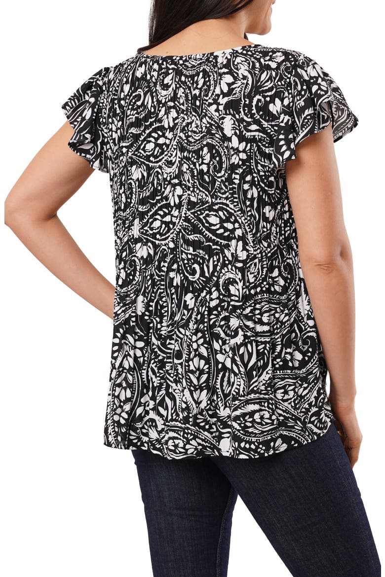Pleated Flutter Sleeve Top, Alternate, color, ROSALIE