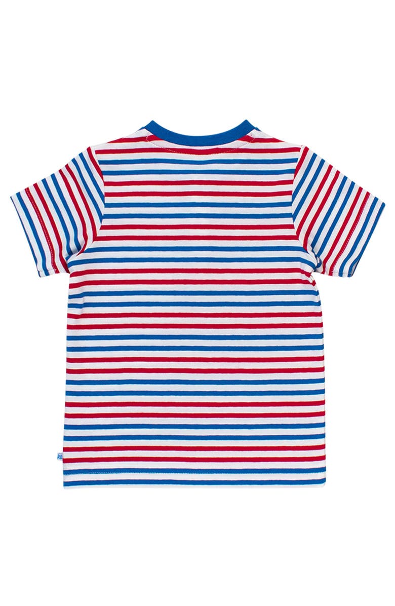 RuffleButts Boys Short Sleeve Knit Henley, Alternate, color, Red White & Blue Stripe