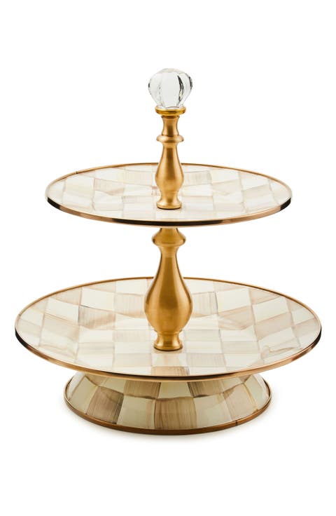 Royal Check Enameled Steel 2-Tier Sweet Stand
