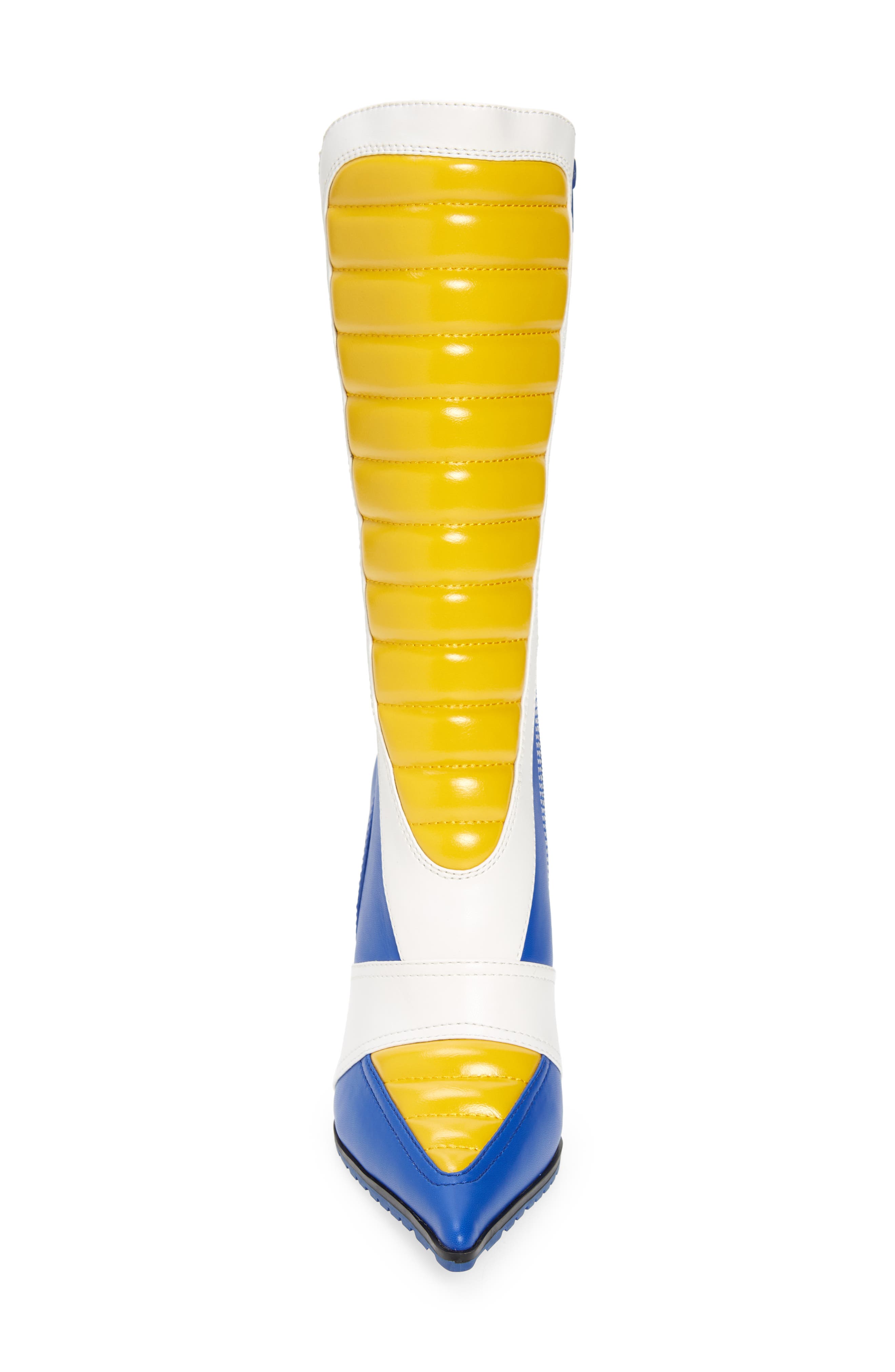 Motorsport Stiletto Boot, Alternate, color, WHITE BLUE YELLOW