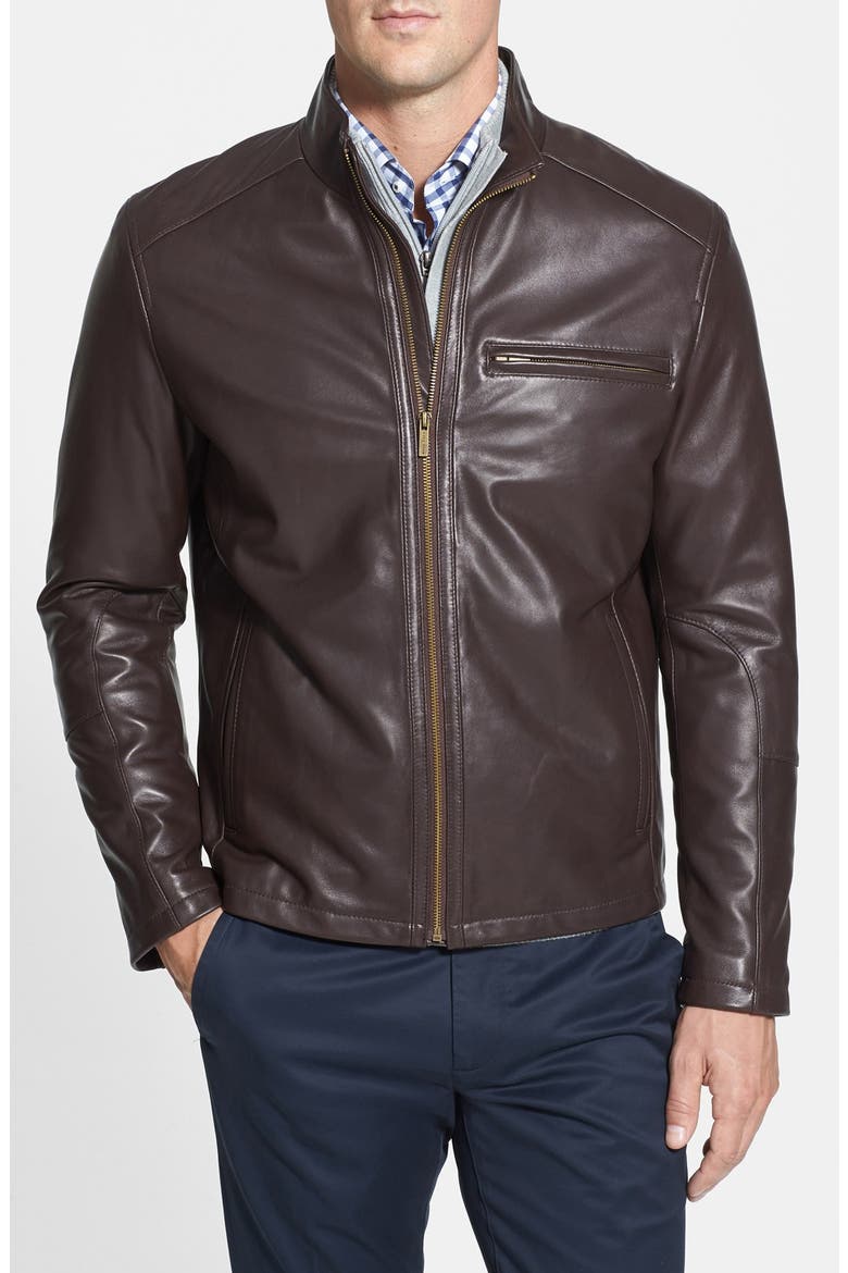 Lambskin Leather Moto Jacket, Main, color, JAVA