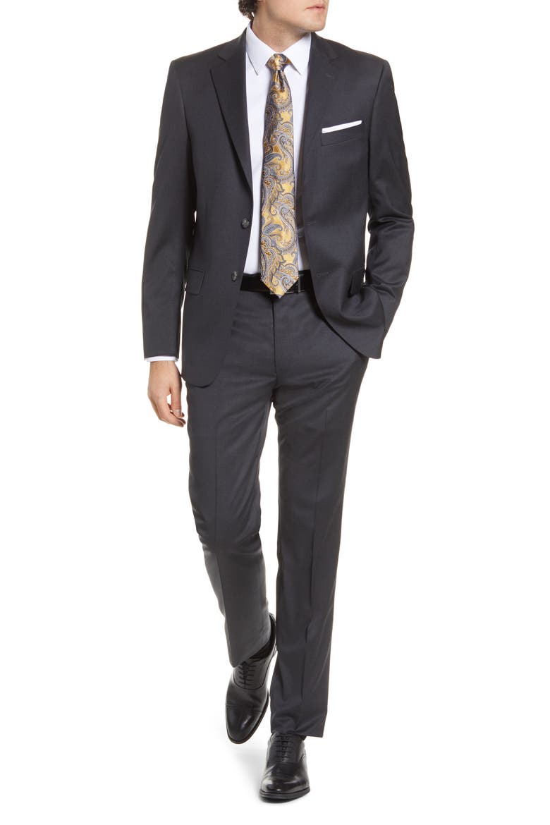 New York Classic Fit Solid Stretch Wool Suit, Main, color, CHARCOAL
