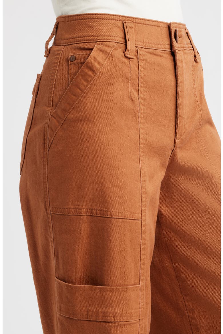 Skyrise Cotton Crop Wide Leg Utility Pants, Alternate, color, DESERT BRONZE