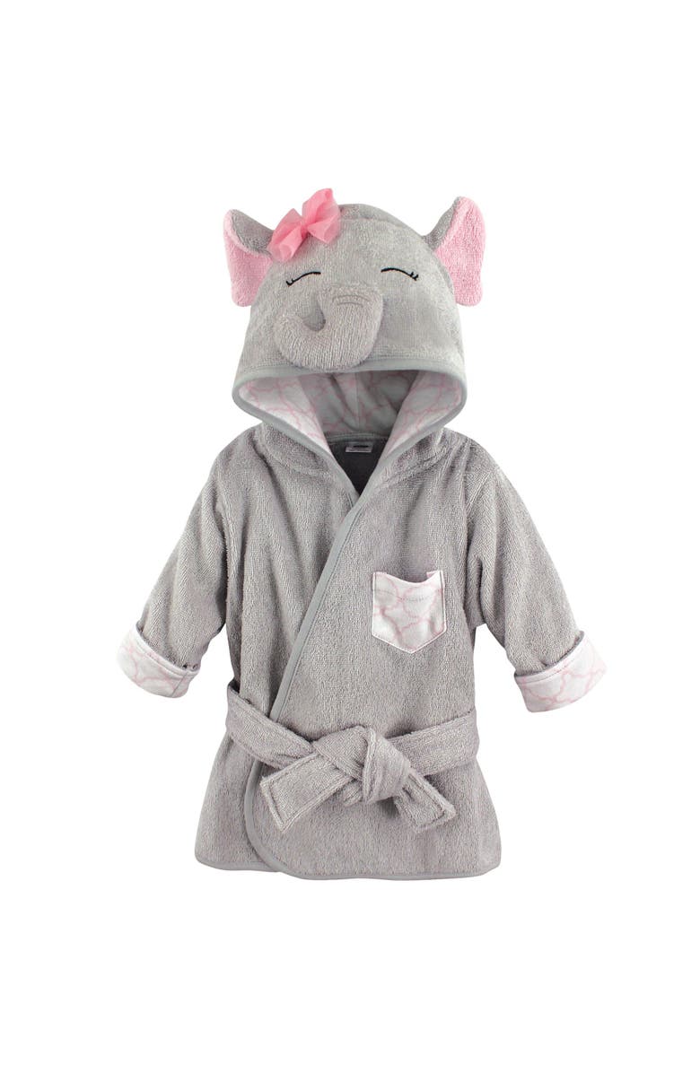 Hudson Baby Plush Cotton Lounging Robe with Charming Animal Motif, Main, color, Pretty Elephant