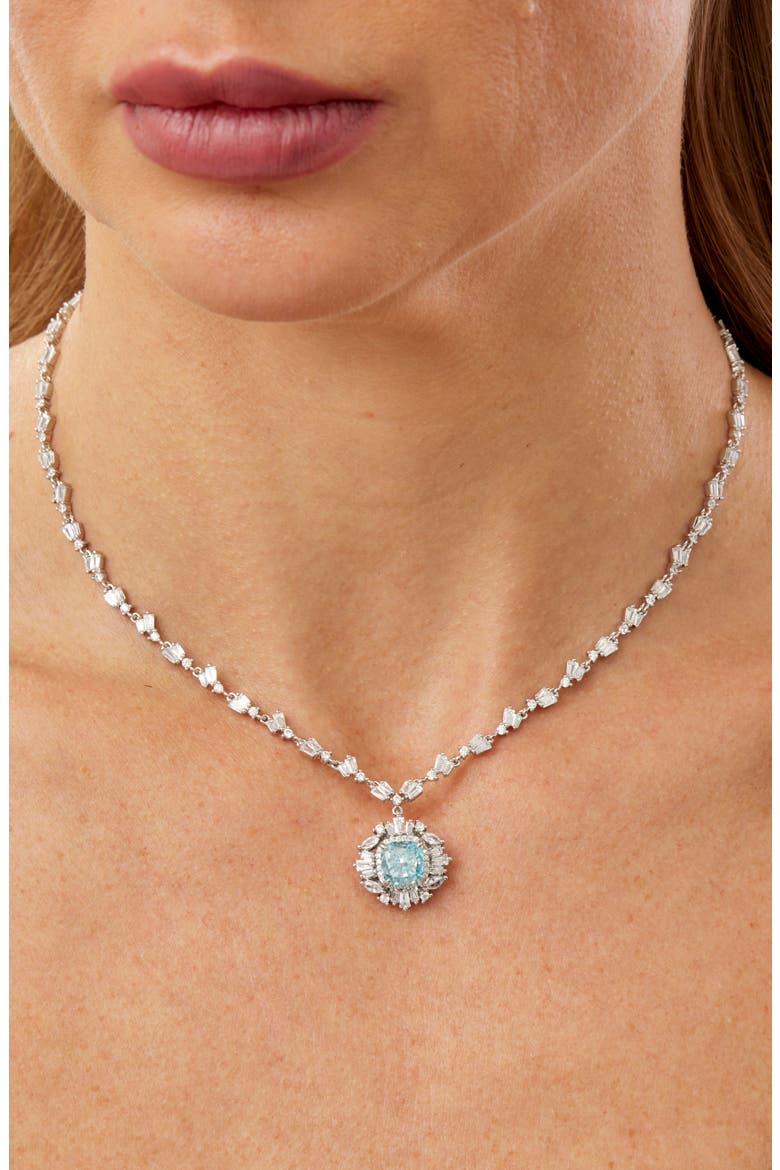 Cubic Zirconia Pendant Necklace, Alternate, color, WHITE
