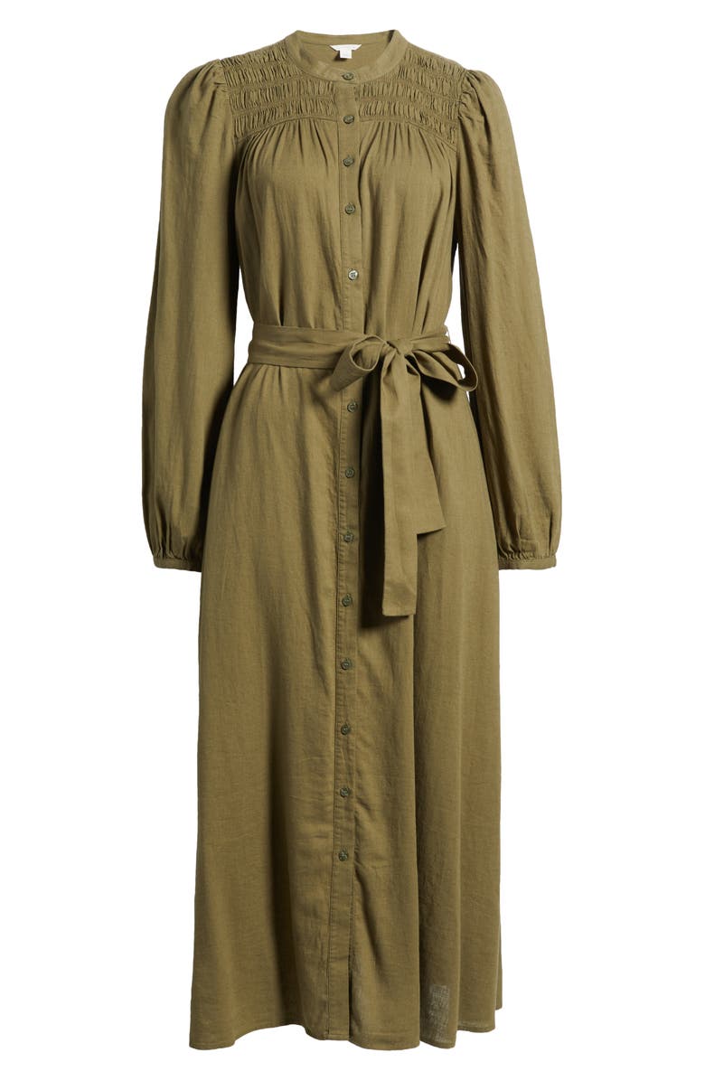 Caslon<sup>®</sup> Long Sleeve Belted Shirtdress, Alternate, color, Olive Burnt