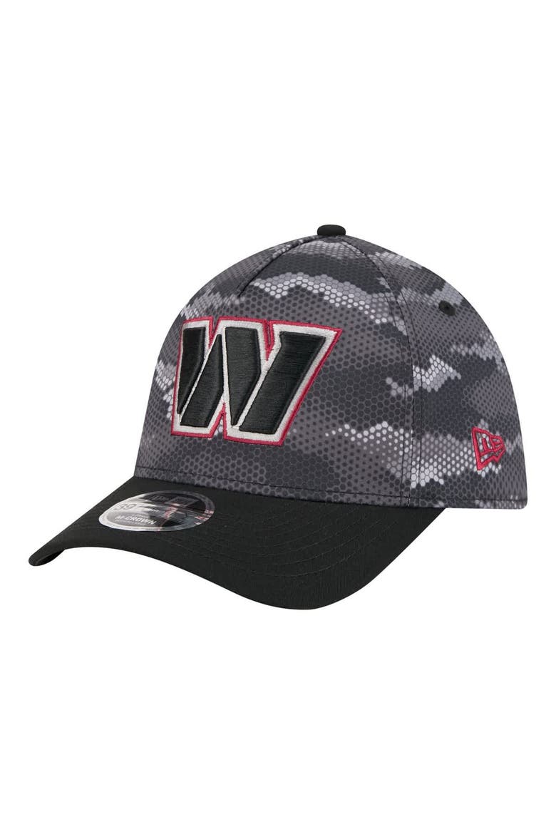 Men's New Era  Black Washington Commanders Camo A-Frame 39THIRTY Flex Hat, Main, color, Black